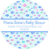 Under the sea baby shower stickers with colorful fish design