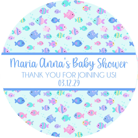 Under the sea baby shower stickers with colorful fish design