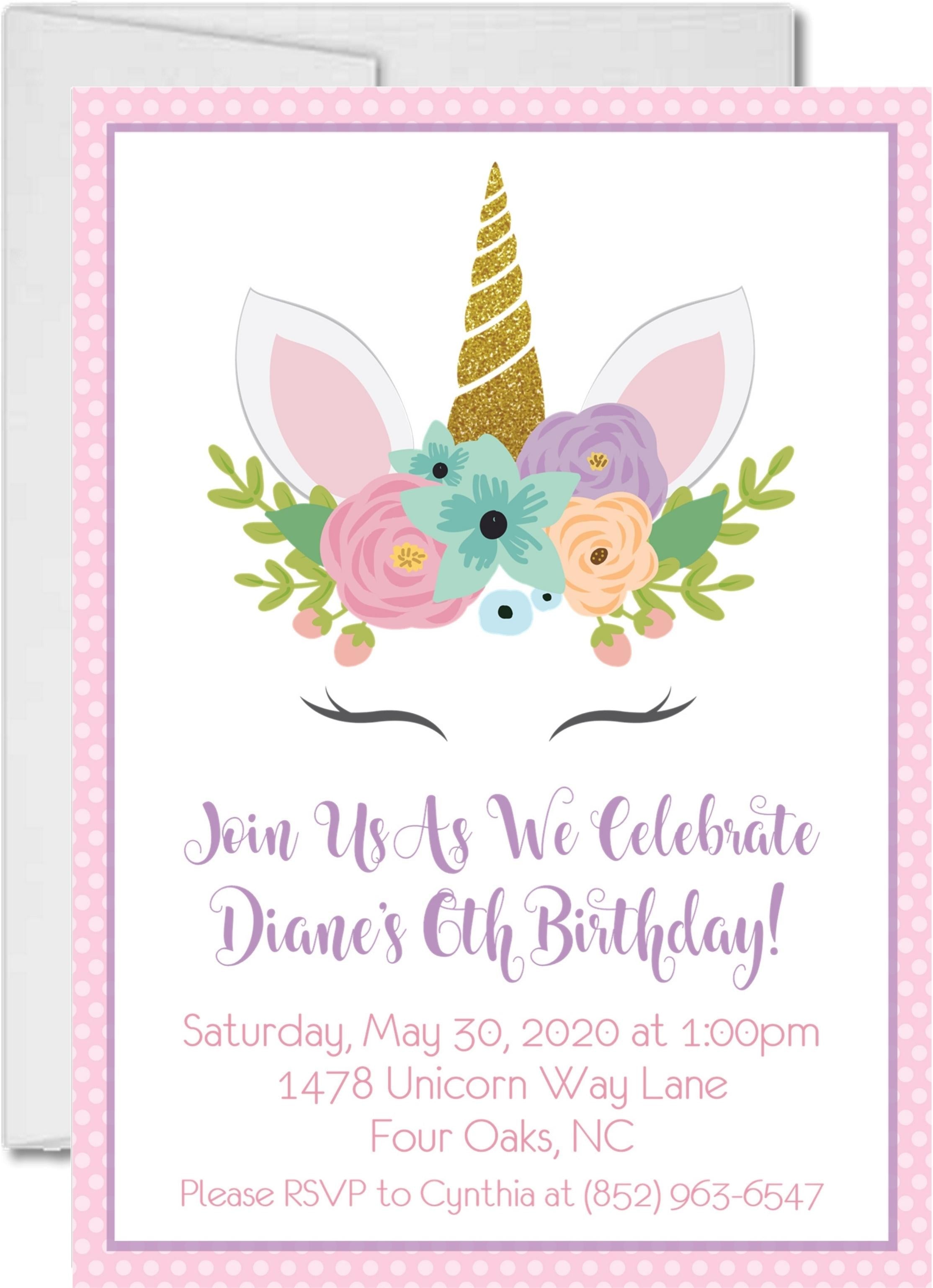 Unicorn Birthday Party Invitations