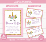 Unicorn Theme Baby Shower Diaper Raffle Sign and Tickets Printable