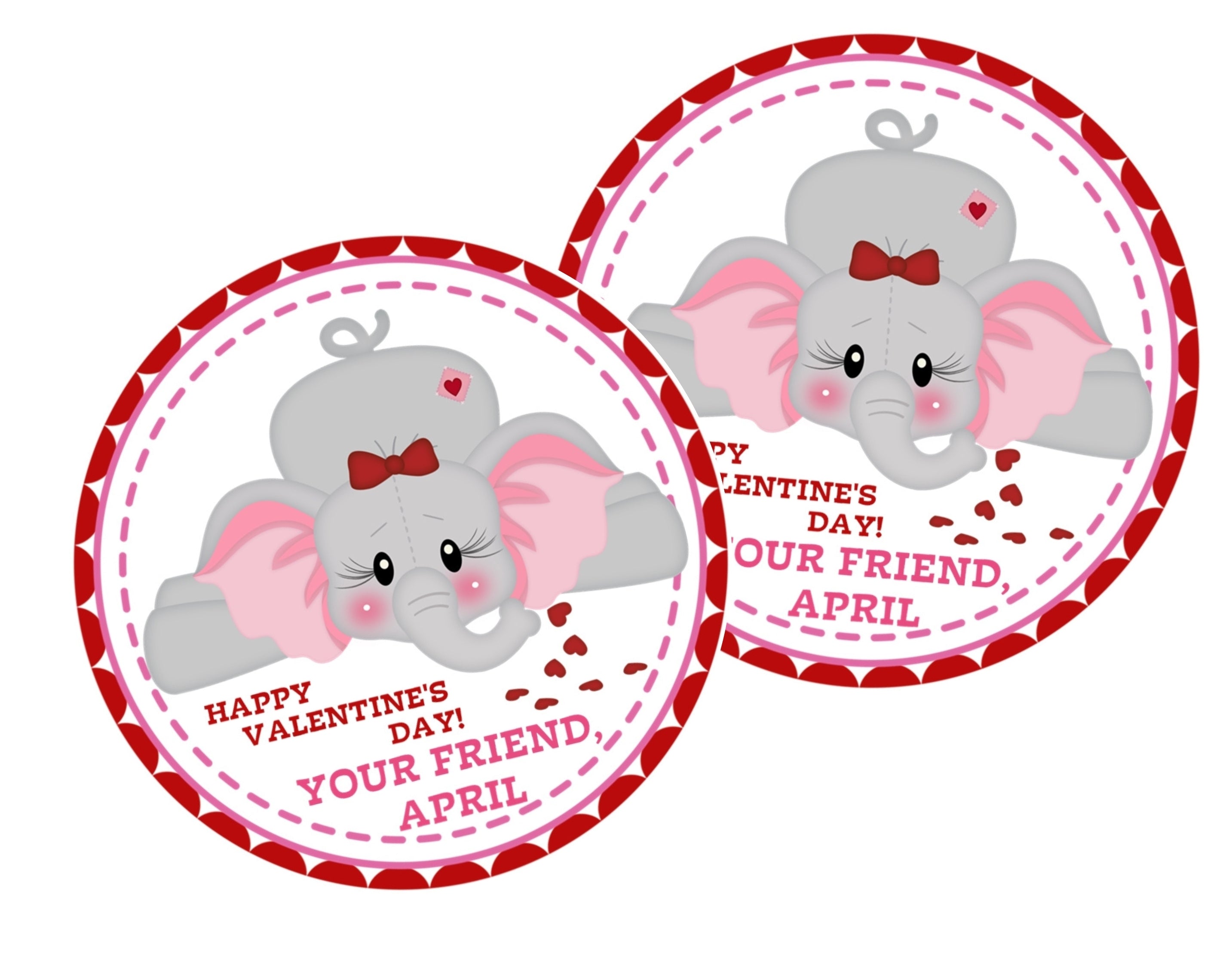 Elephant Valentine's Day Stickers