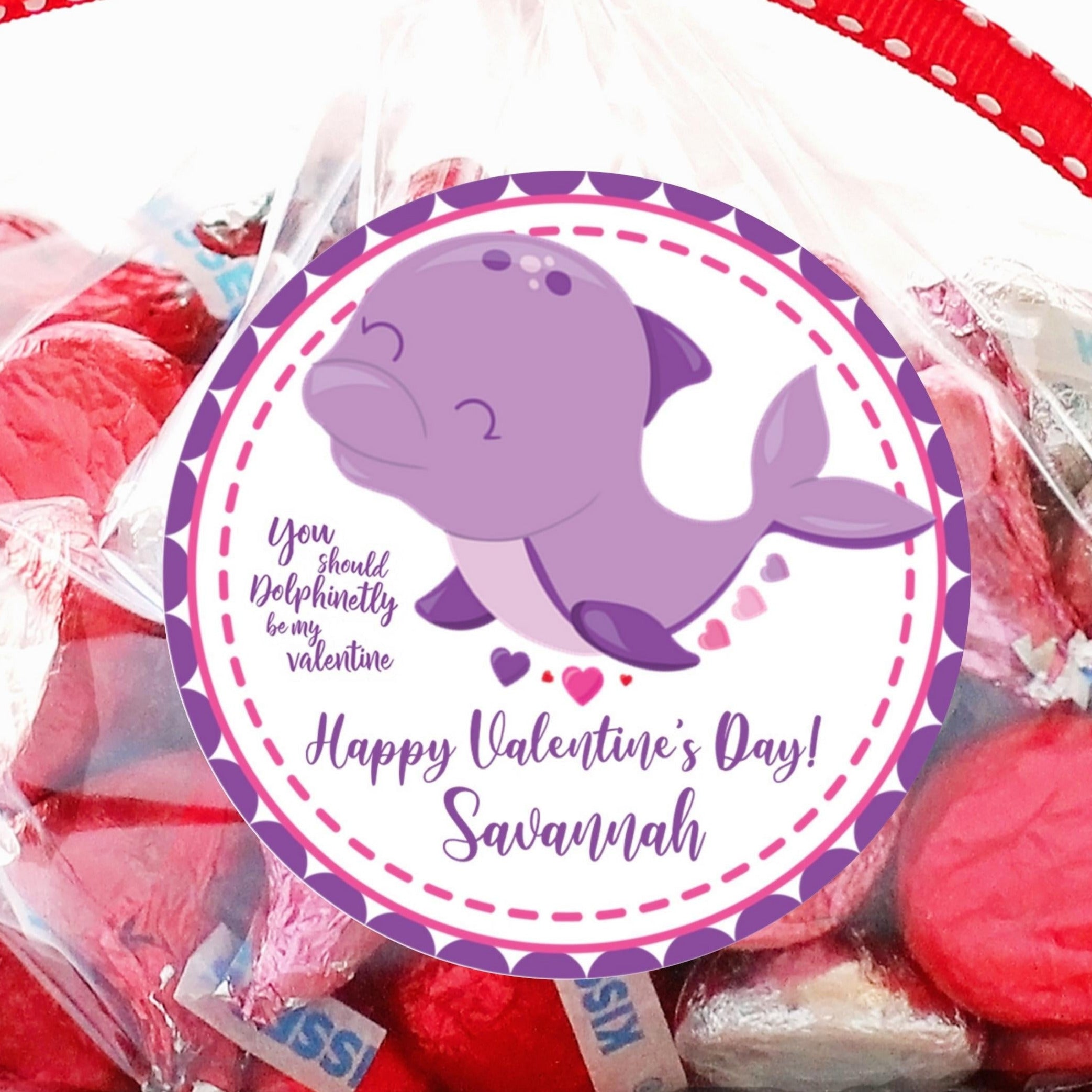 Lavender Dolphin Valentine Stickers