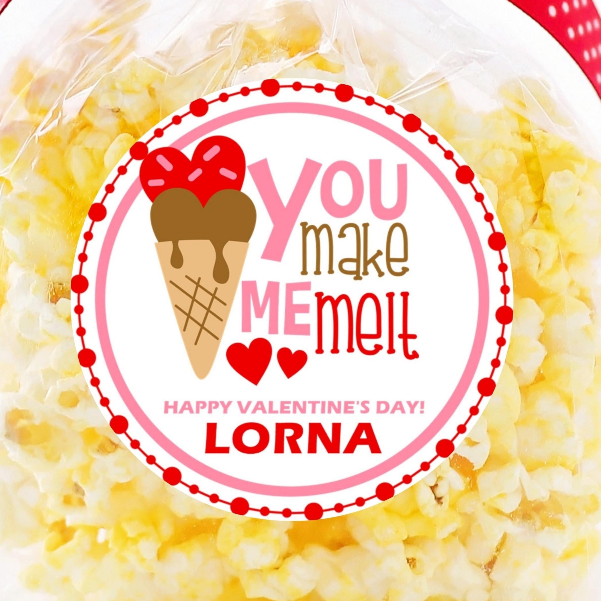 Ice Cream You Make Me Melt Valentine Stickers