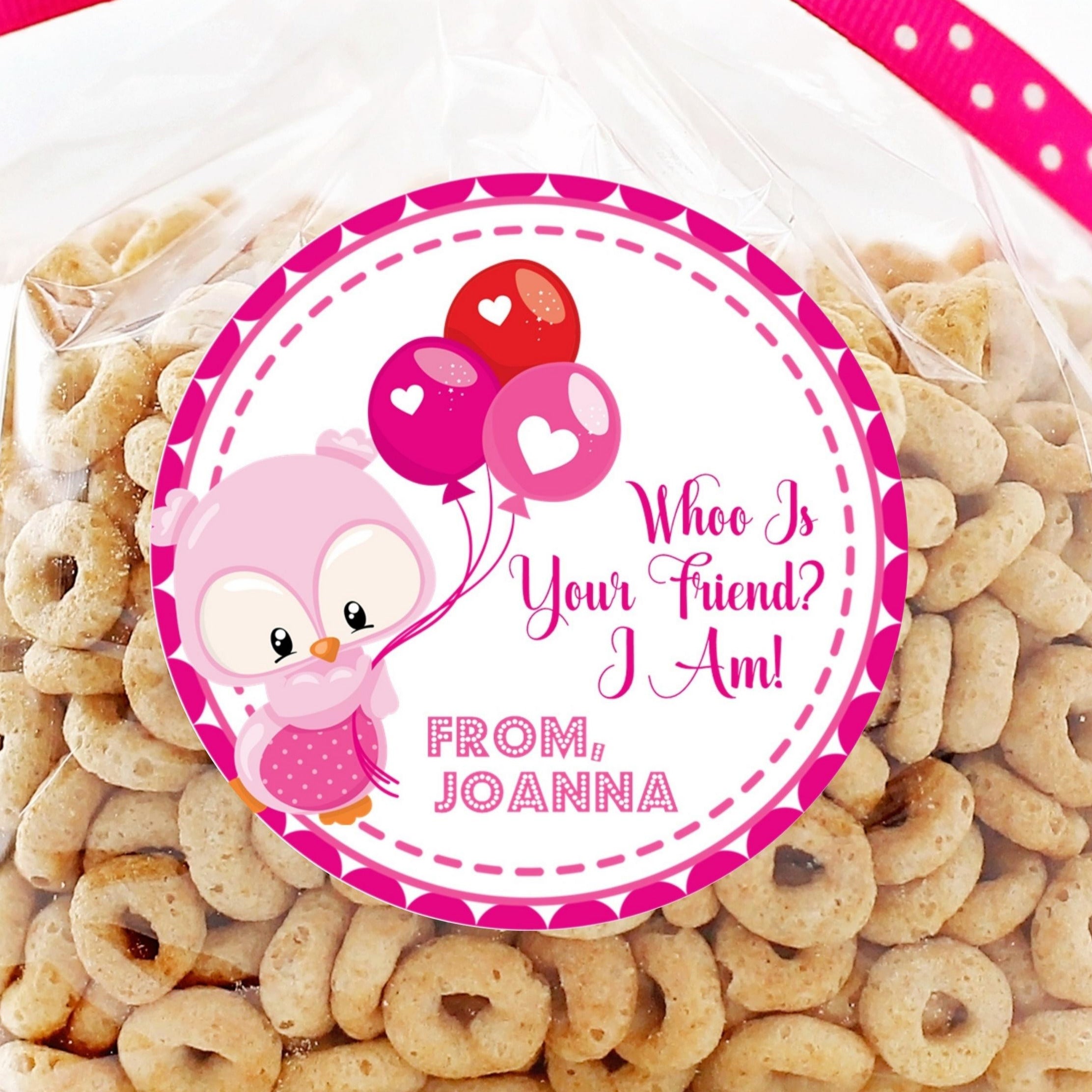 Pink Owl Valentine Stickers