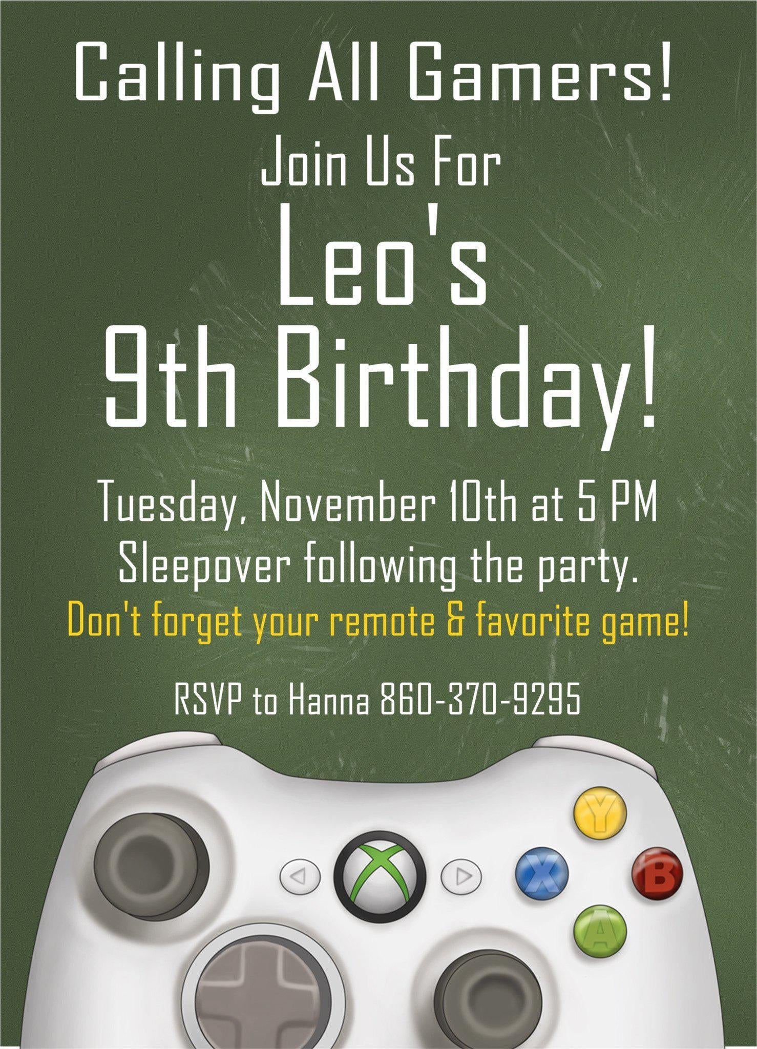 Video Game Birthday Party Invitations