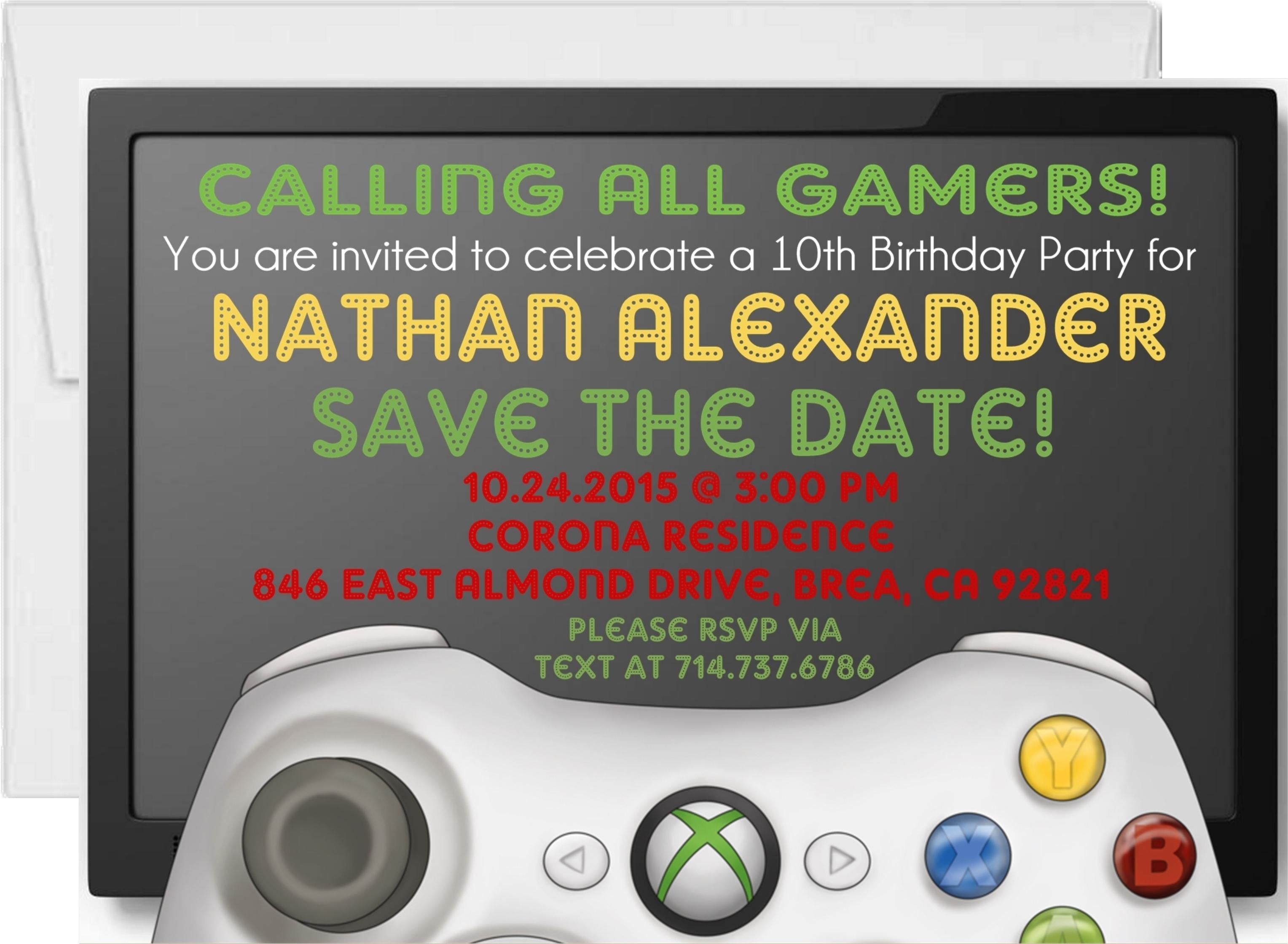 Video Game Birthday Party Invitations