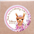 Watercolor floral llama birthday sticker design