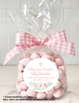 Watercolor pink floral dedication favor sticker