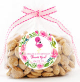 Watercolor tropical flamingo birthday sticker design