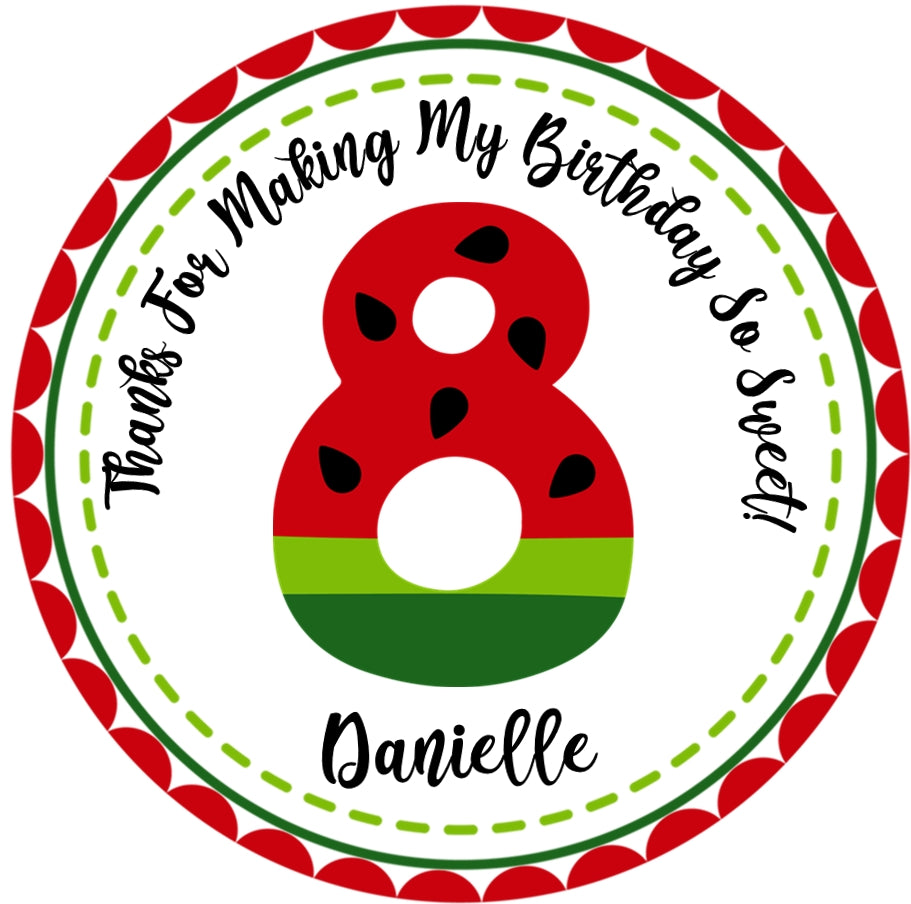 Watermelon Birthday Party Stickers