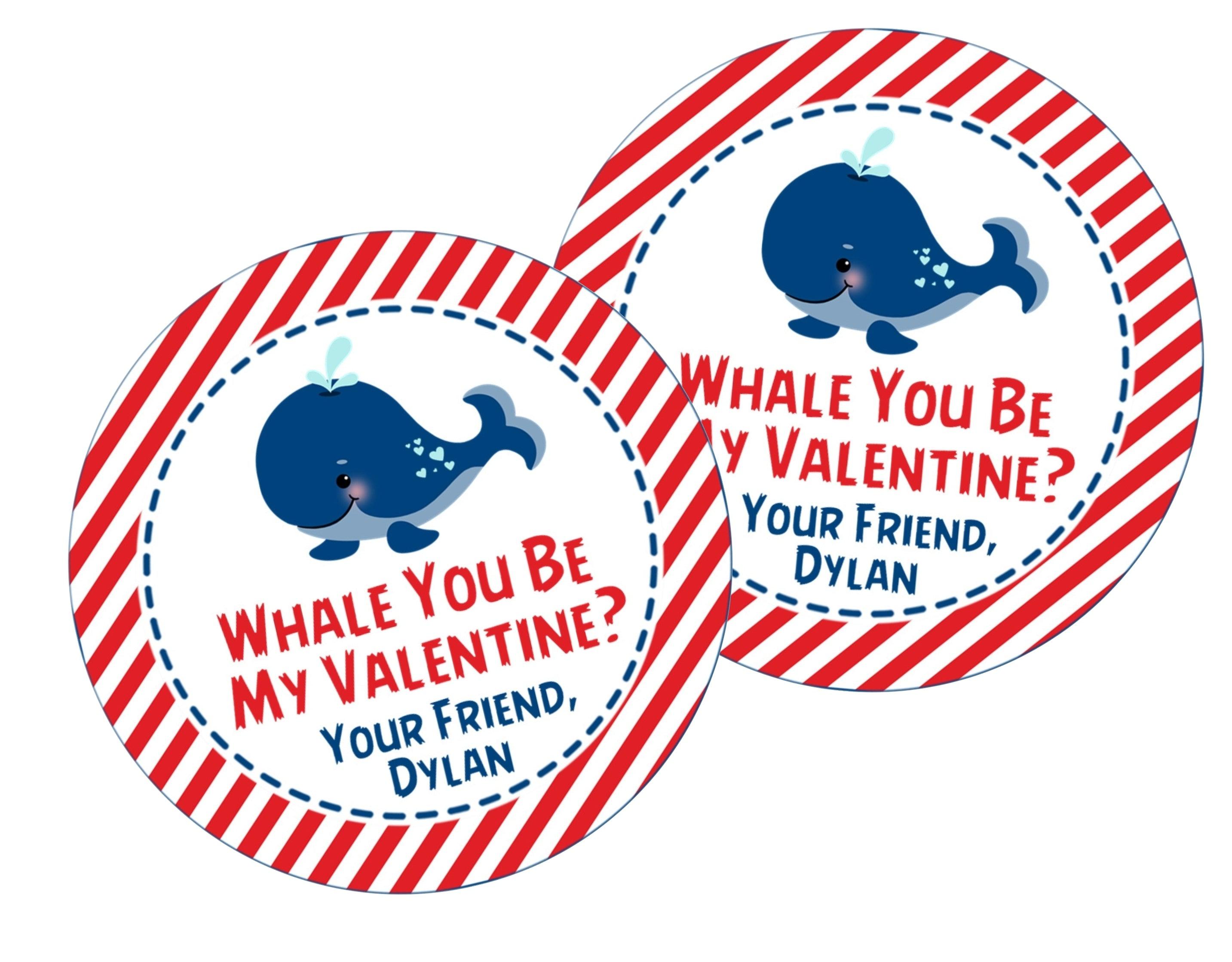 Whale You Be My Valentine? Valentine's Day Stickers