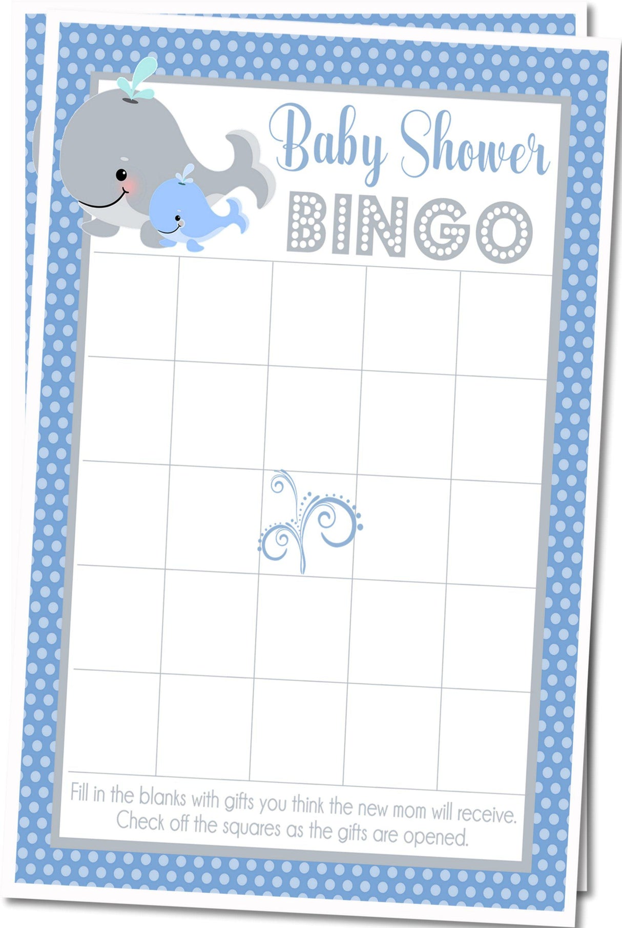 Whale ocean baby shower bingo PDF