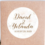 White floral wedding sticker with delicate botanical accents