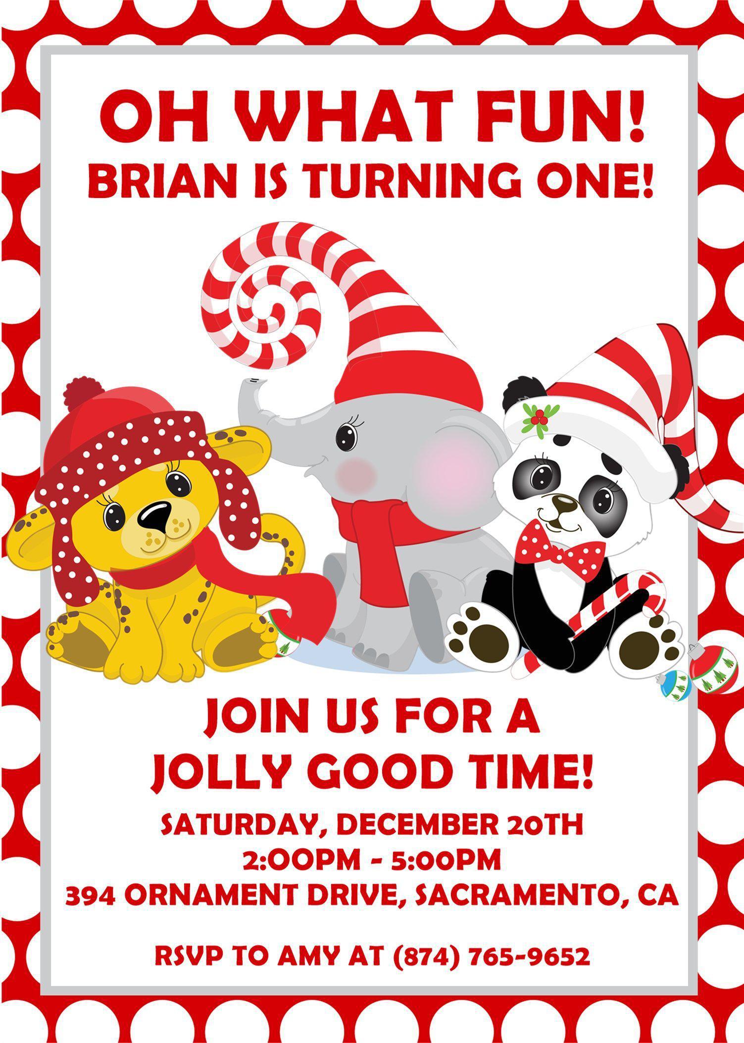 Winter 1st Birthday Party Invitations