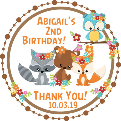 Woodlands Birthday Party Stickers Or Favor Tags