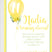 Yellow Balloon Birthday Party Invitations