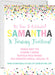 Yellow, Mint And Pink Confetti Birthday Party Invitations