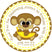Yellow jungle monkey birthday sticker with banana and custom text