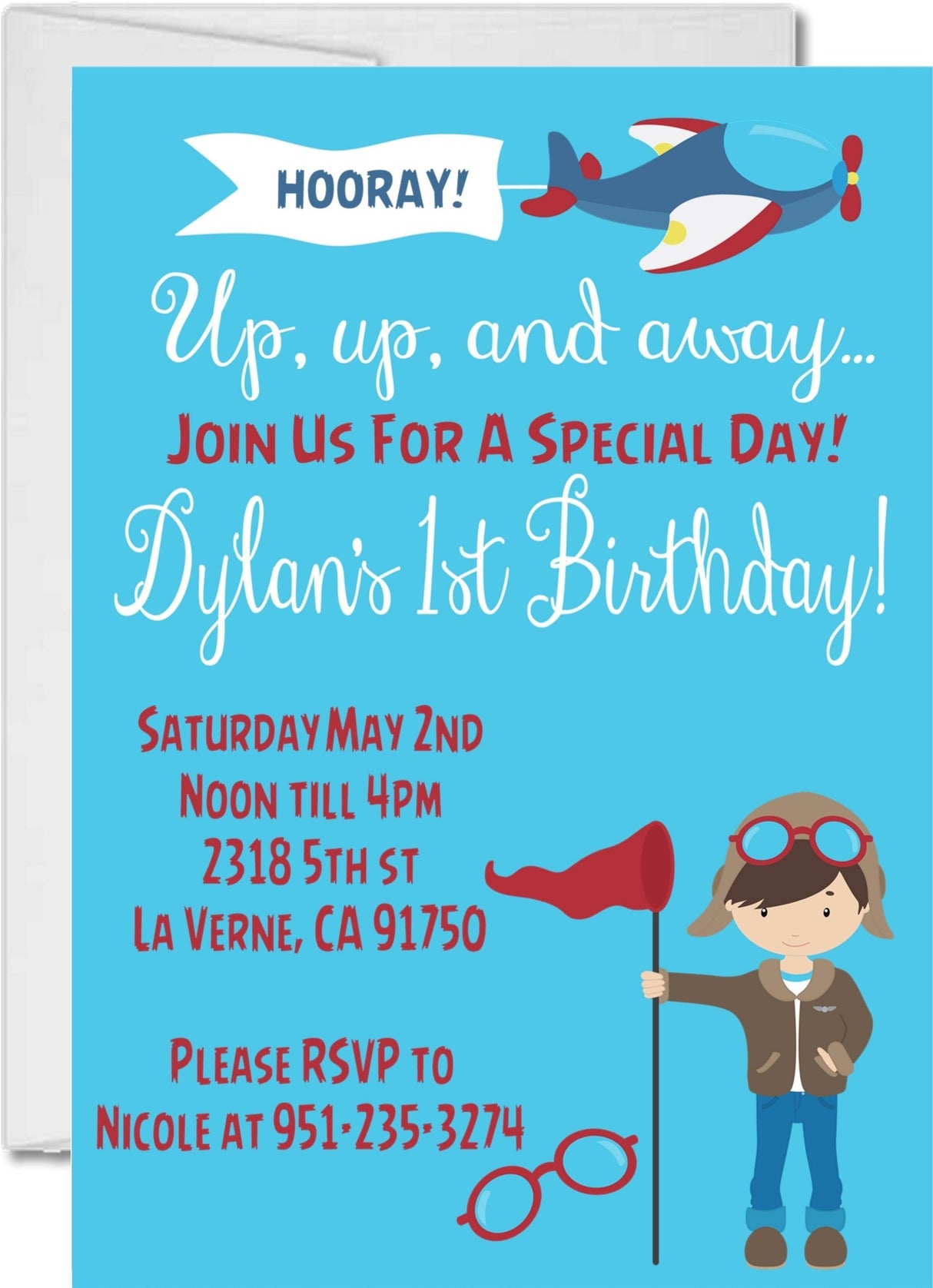 airplane birthday party invitations pilot aviation design
