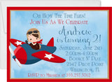 airplane birthday party invitations red aviation design