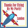 airplane birthday sticker with red blue plane and dotted border