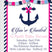 anchor invitation cards pink navy coastal style
