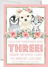 arctic animal birthday party invitations winter woodland design