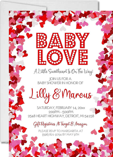 baby love baby shower invitations pink watercolor theme