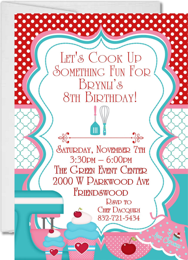 baking birthday party invitations mixer kitchen design