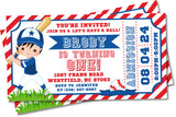 baseball birthday party invitations red blue sports design