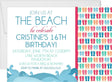 beach birthday party invitations colorful flip flop design