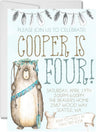 beaver invitation cards woodland birthday celebration style