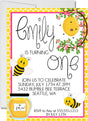 bee 1st birthday invitations smiling bumble bee design