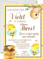 bee 3rd birthday invitations smiling bumble bee design