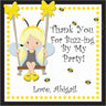 bee birthday favor sticker with cute character and bee accents