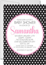 black white pink polka dot baby shower invitations