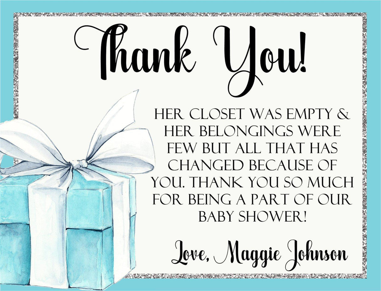 blue bow baby shower thank you cards elegant watercolor ribbon design