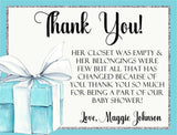 blue bow baby shower thank you cards elegant watercolor ribbon design