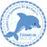 blue dolphin birthday sticker with bubbles and ocean theme