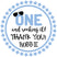 blue first birthday sticker with one rocking it design