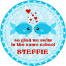 blue fish swim in the same school valentine sticker