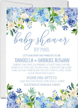 blue floral baby shower by mail invitations watercolor flower design