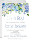 blue floral baby shower invitations watercolor rose design