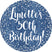 blue jean party sticker with glitter effect and elegant typography