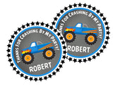 blue monster truck favor sticker