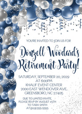 blue retirement invitations elegant celebration theme