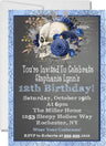 blue skull invitation cards halloween birthday party style