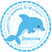 blue under the sea party sticker with dolphin design