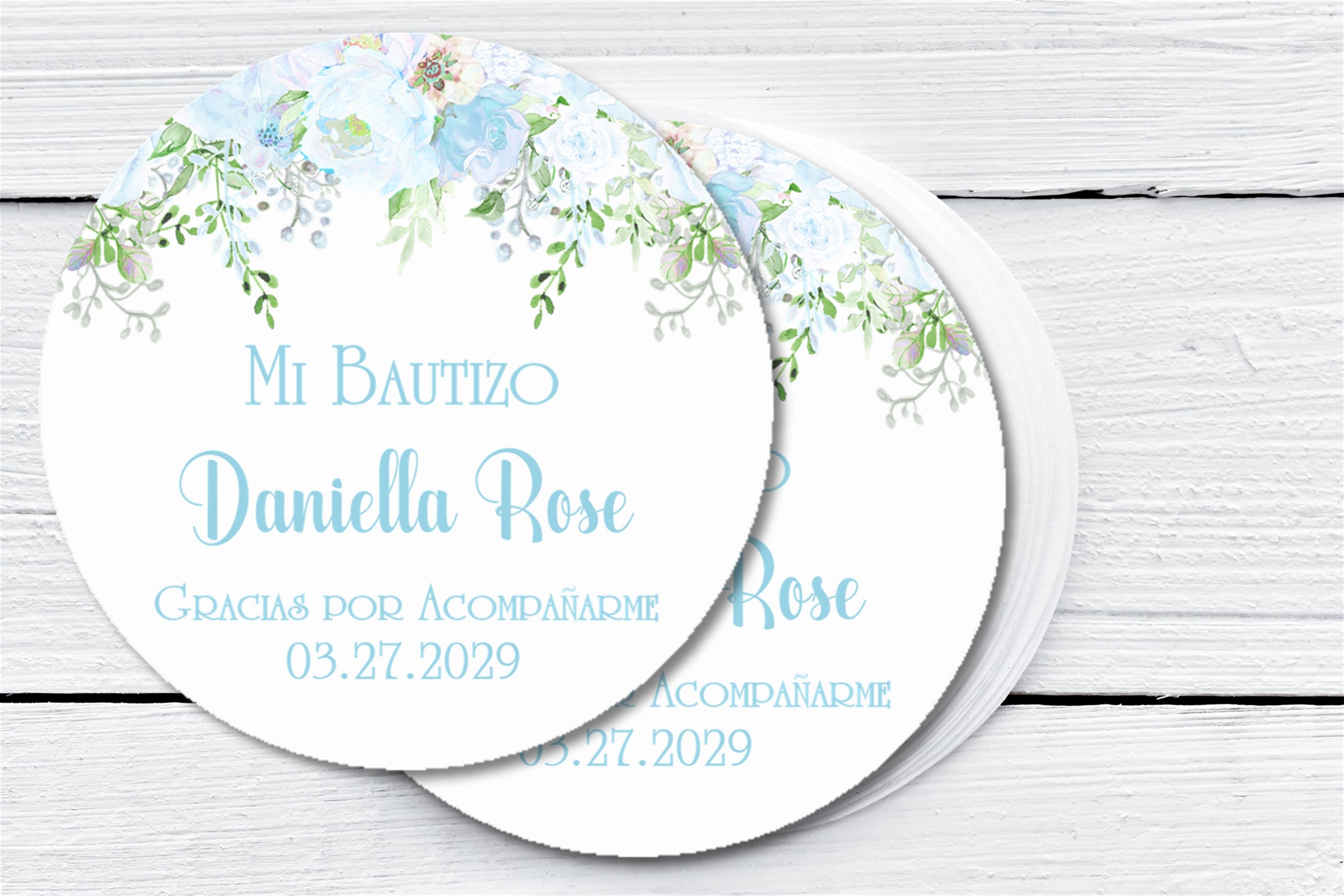 Mi Bautizo Pastel Blue Stickers