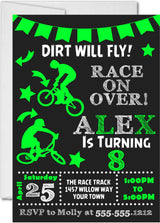 bmx birthday party invitations racing design